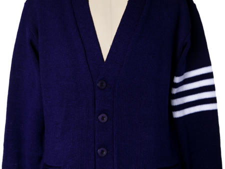 V-Neck Cardigan with Arm Stripes Online Hot Sale