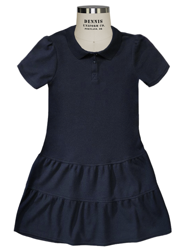 Short Sleeve Pique Ruffle Polo Dress For Discount