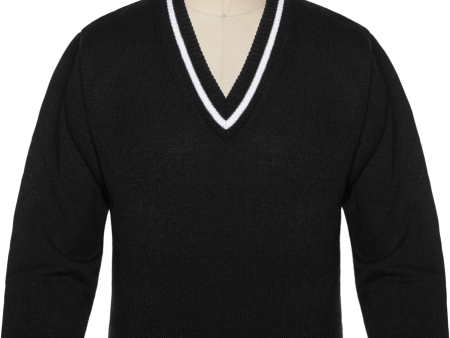 V-Neck w Trim Pullover Sweater For Cheap