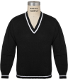 V-Neck w Trim Pullover Sweater For Cheap