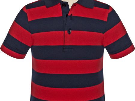 Short Sleeve Striped Jersey Polo Hot on Sale