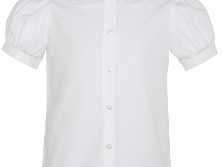 Puff Short Sleeve Broadcloth Blouse on Sale