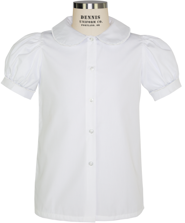 Puff Short Sleeve Broadcloth Blouse on Sale