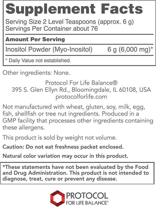 Protocol For Life Balance, Myo-Inositol Powder, 1 lb (454 g) Online now