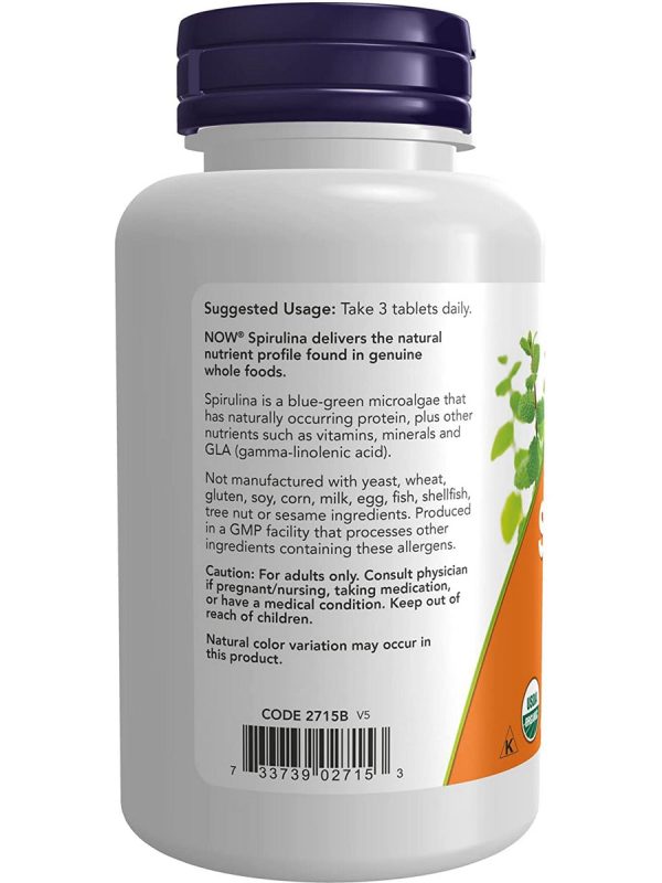 NOW Foods, Spirulina Double Strength, 1000 mg Organic, 120 tablets For Discount