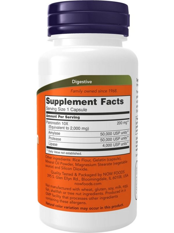 NOW Foods, Pancreatin 2000, 100 capsules For Sale