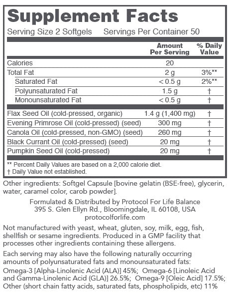 Protocol For Life Balance, Omega-3-6-9, 1,000 mg, 100 Softgels Sale