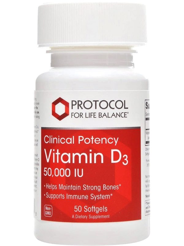 Protocol For Life Balance, Vitamin D3, Clinical Potency, 50,000 IU, 50 Softgels For Cheap