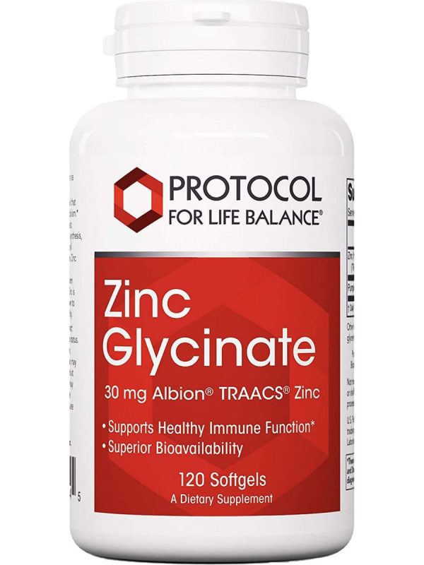 Protocol For Life Balance, Zinc Glycinate, 30 mg, 120 Softgels Hot on Sale