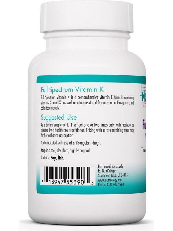 NutriCology, Full Spectrum Vitamin K, 90 softgels Supply