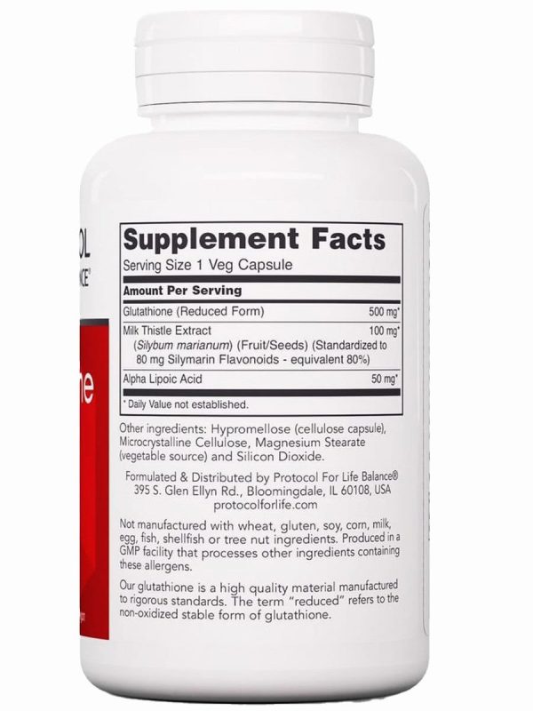 Protocol For Life Balance, Glutathione, 500 mg, 60 Veg Capsules Online Hot Sale