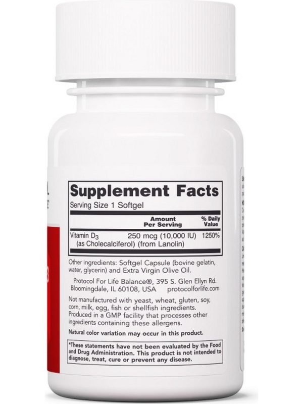 Protocol For Life Balance, Vitamin D3, Clinical Potency, 10,000 IU, 120 Softgels on Sale