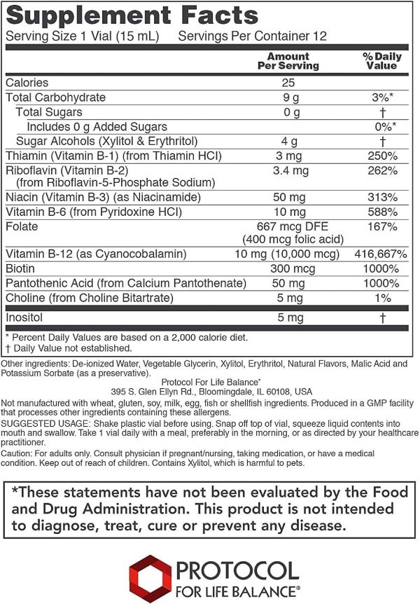 Protocol For Life Balance, Nutri-Dose B-12, 10,000 mcg, 12-15 mL (0.5 fl oz) Vials For Sale