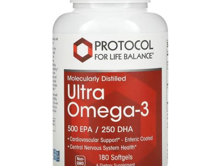 Protocol For Life Balance, Molecularly Distilled Ultra Omega-3, 500 EPA 250 DHA, 180 Softgels Cheap