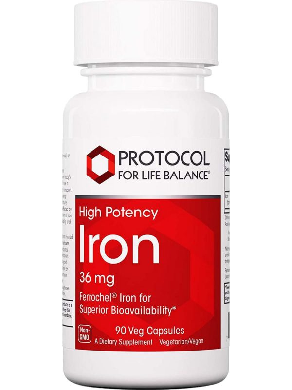 Protocol For Life Balance, High Potency, Iron, 36mg, 90 Veg Capsules on Sale