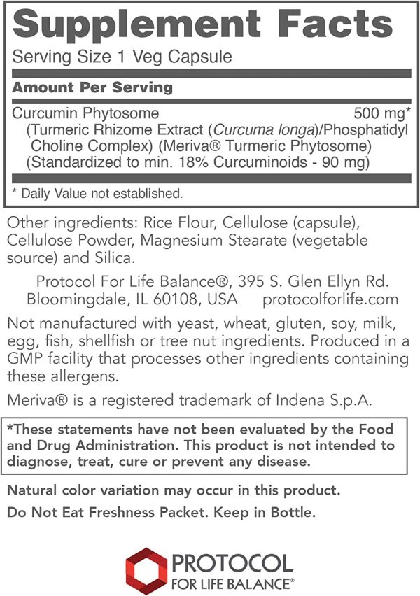 Protocol For Life Balance, Curcumin Phytosome, 60 Veg Capsules For Discount