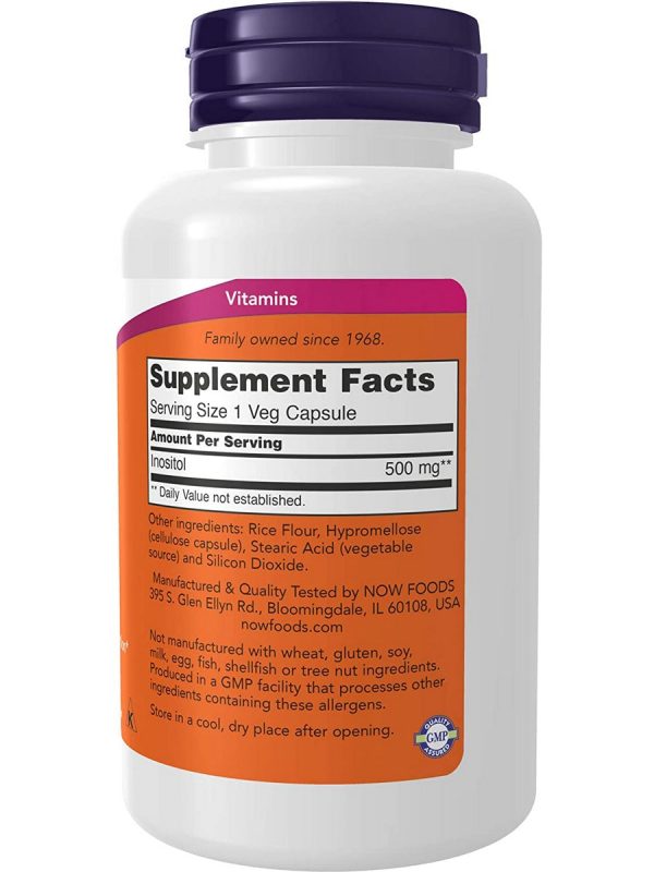 NOW Foods, Inositol 500 mg, 100 veg capsules Discount