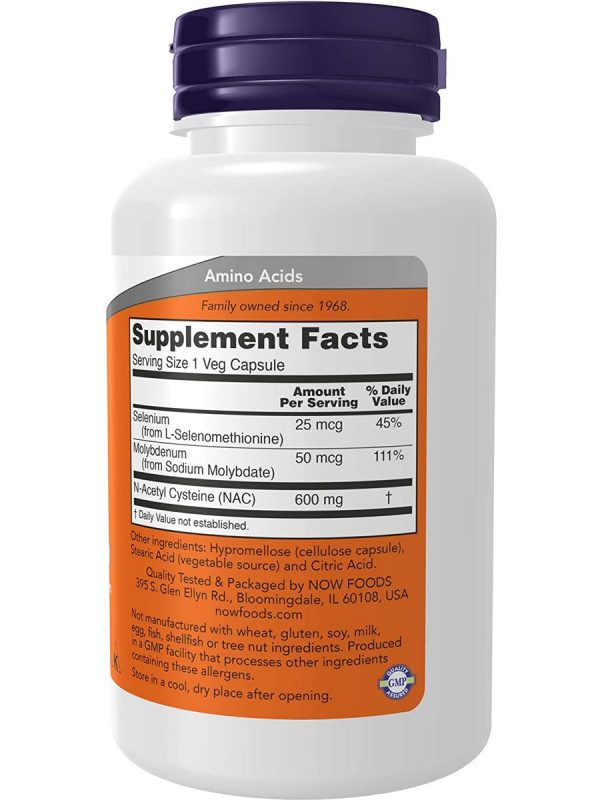 NOW Foods, NAC 600 mg, 100 veg capsules Supply