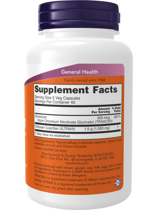 NOW Foods, Chitosan 500 mg plus Chromium, 120 veg capsules Supply