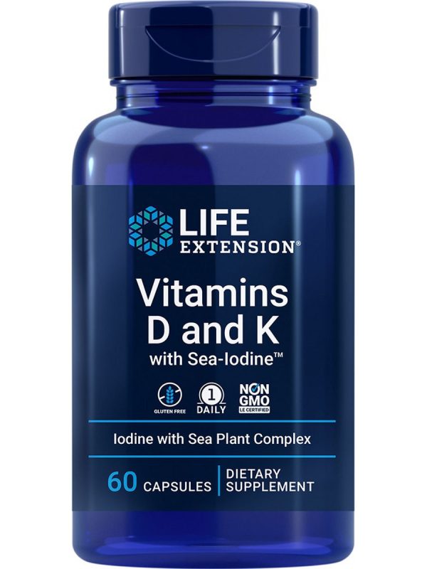 Life Extension, Vitamins D and K with Sea-Iodine™, 60 capsules on Sale