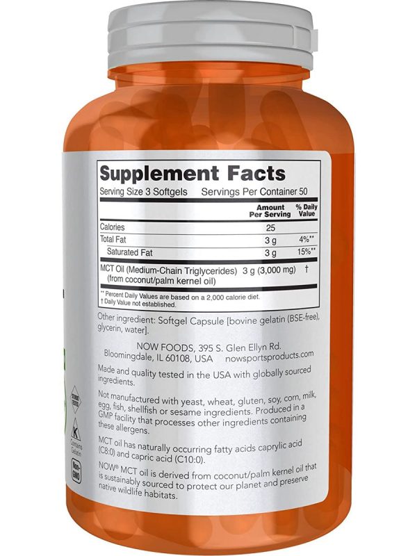 NOW Foods, MCT Oil 1000 mg, 150 softgels Supply