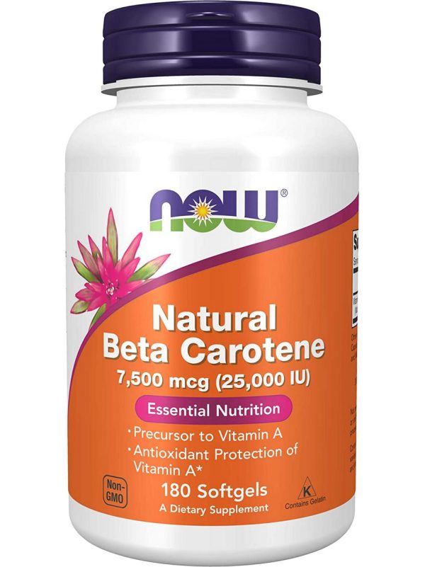 NOW Foods, Beta Carotene, Natural 7,500 mcg, 180 softgels Fashion