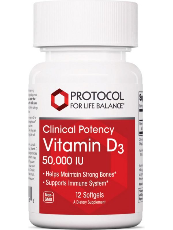 Protocol For Life Balance, Vitamin D3, Clinical Potency, 50,000 IU, 12 Softgels on Sale