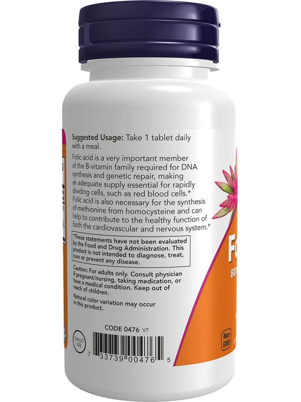 NOW Foods, Folic Acid 800 mcg with Vitamin B-12, 250 tablets For Cheap