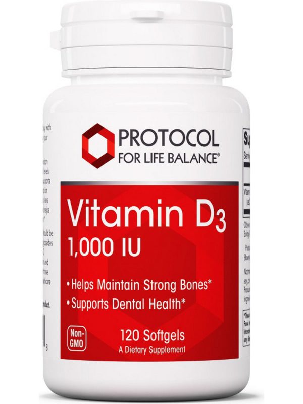 Protocol For Life Balance, Vitamin D3, 1,000 IU, 120 Softgels Online Sale