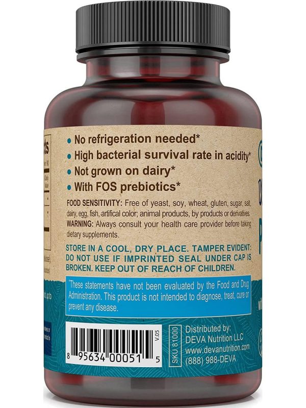 DEVA Nutrition, Vegan Probiotic with FOS prebiotics, 90 Vegan Caps For Discount