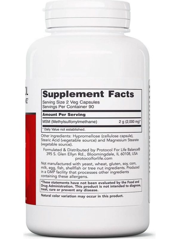 Protocol For Life Balance, MSM, 1,000 mg, 180 Veg Capsules Cheap