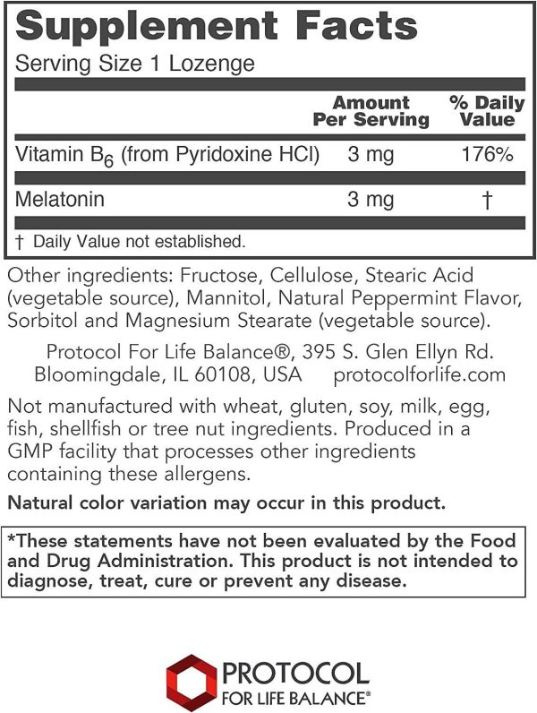 Protocol For Life Balance, Melatonin, 3 mg, 120 Lozenges For Sale