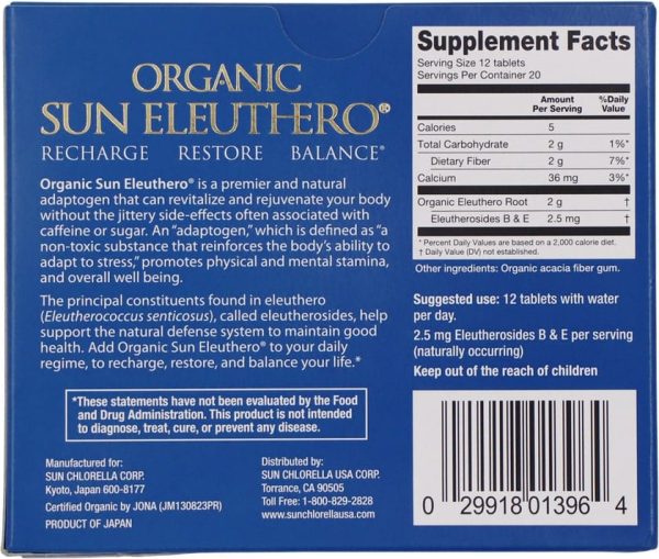 Sun Chlorella, Organic Sun Eleuthero, 200mg, 240 Tablets (20-day supply) Online Hot Sale