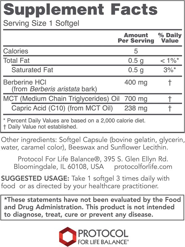 Protocol For Life Balance, Glucose Management with Berberine HCl, 90 Softgels Online Hot Sale