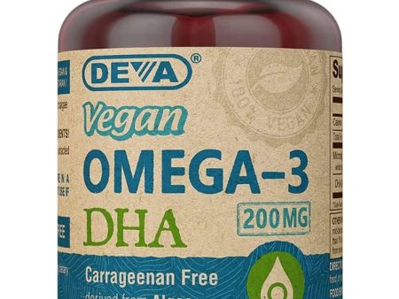 DEVA Nutrition, Vegan Omega-3 DHA, 200 Mg, 90 Softgels For Sale