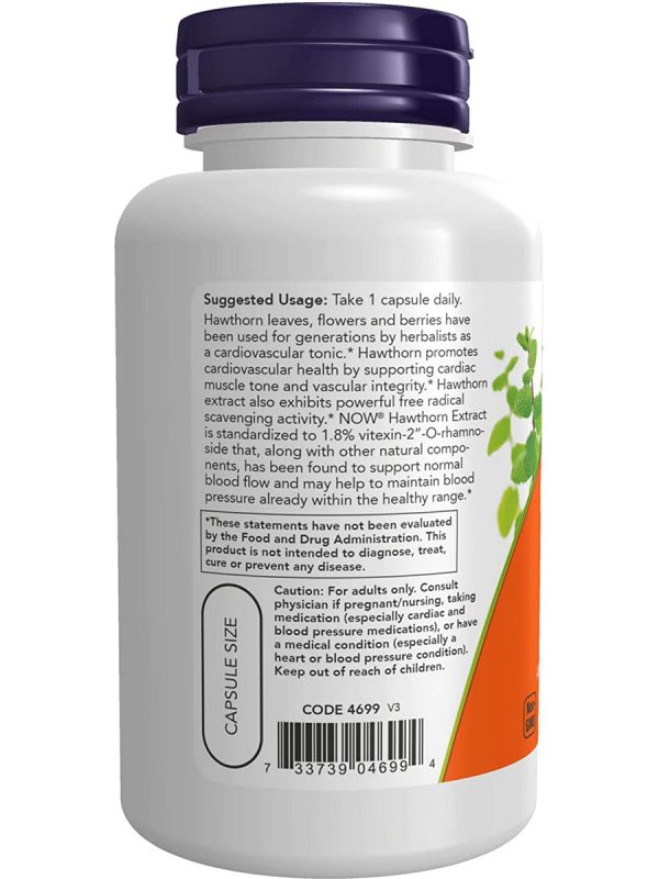 NOW Foods, Hawthorn Extract 600 mg, Extra Strength, 90 veg capsules For Sale