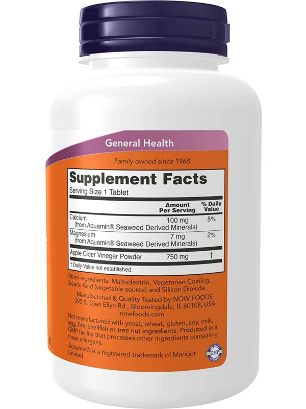 NOW Foods, Apple Cider Vinegar 750 mg, Extra Strength, 180 tablets on Sale