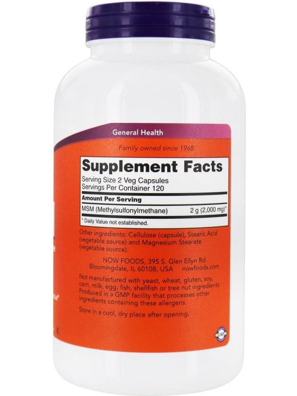 NOW Foods, MSM 1000 mg, 240 veg capsules Supply