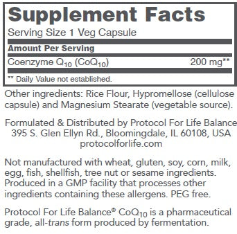 Protocol For Life Balance, CoQ10, 200 mg, 30 Veg Capsules Sale