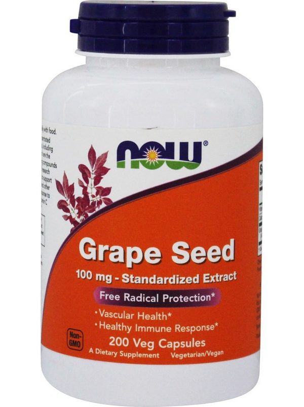 NOW Foods, Grape Seed 100 mg, Standardized Extract, 200 veg capsules For Cheap