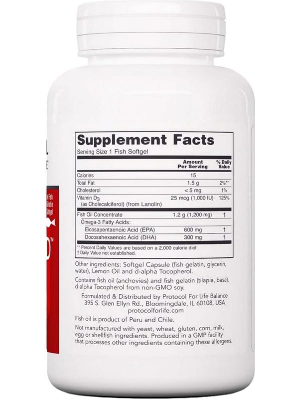 Protocol For Life Balance, Molecularly Distilled, Ultra Omega 3-D, 600 EPA 300 DHA, 90 Fish Softgels Sale