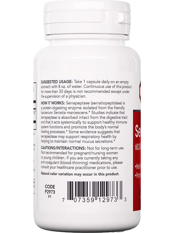 Protocol For Life Balance, Serrapeptase, 60,000 Units, 60 Veg Capsules For Discount