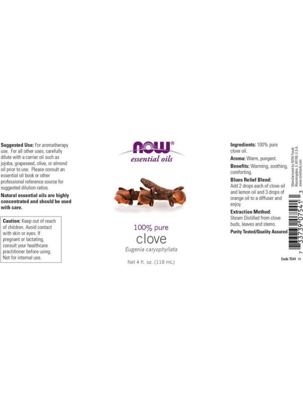 NOW Foods, Clove Oil, 100% Pure, 4 fl oz Online Sale