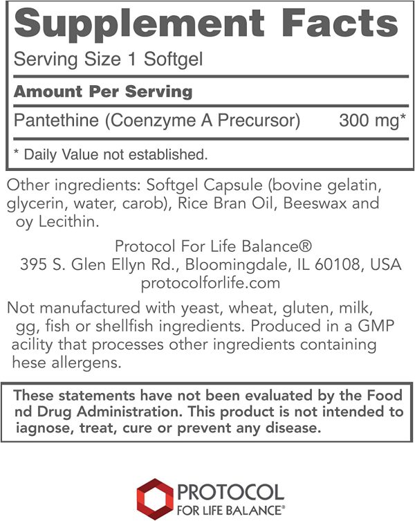 Protocol For Life Balance, Pantethine, 300 mg, 60 Softgels Fashion