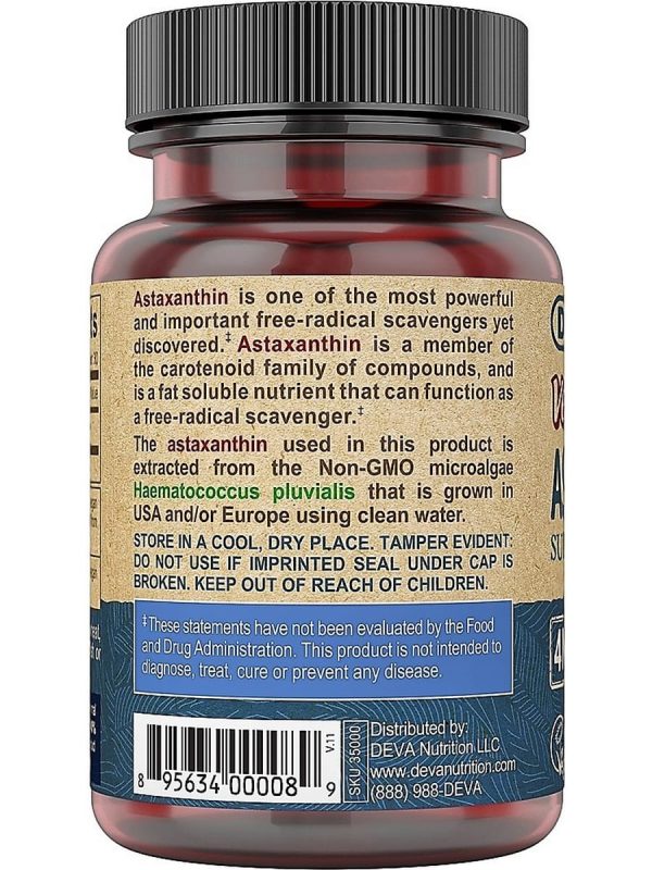 DEVA Nutrition, Vegan Astaxanthin Super Carotenoid, 4 Mg, 30 Vegan Caps Fashion