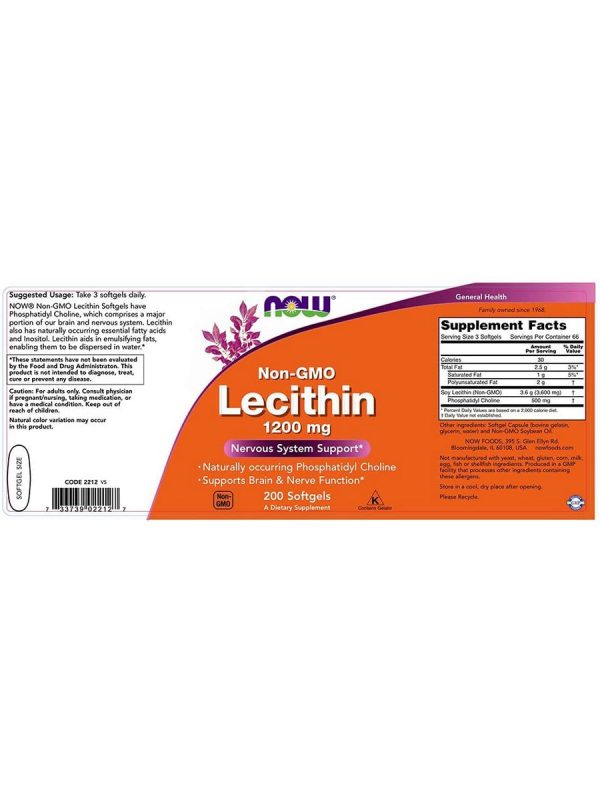 NOW Foods, Lecithin 1200 mg, 200 softgels Online now