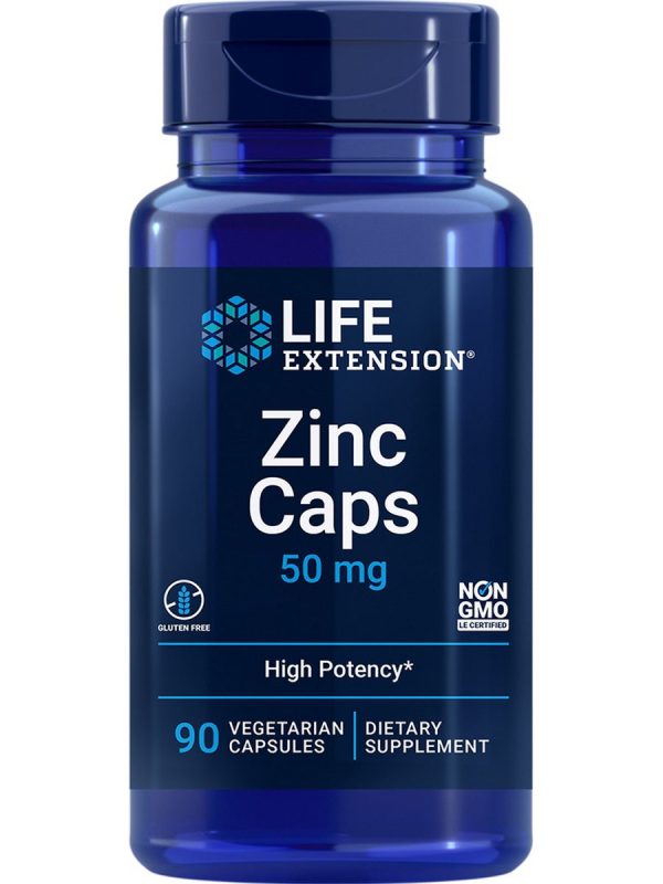 Life Extension, Zinc Caps, 50 mg, 90 vegetarian capsules Supply