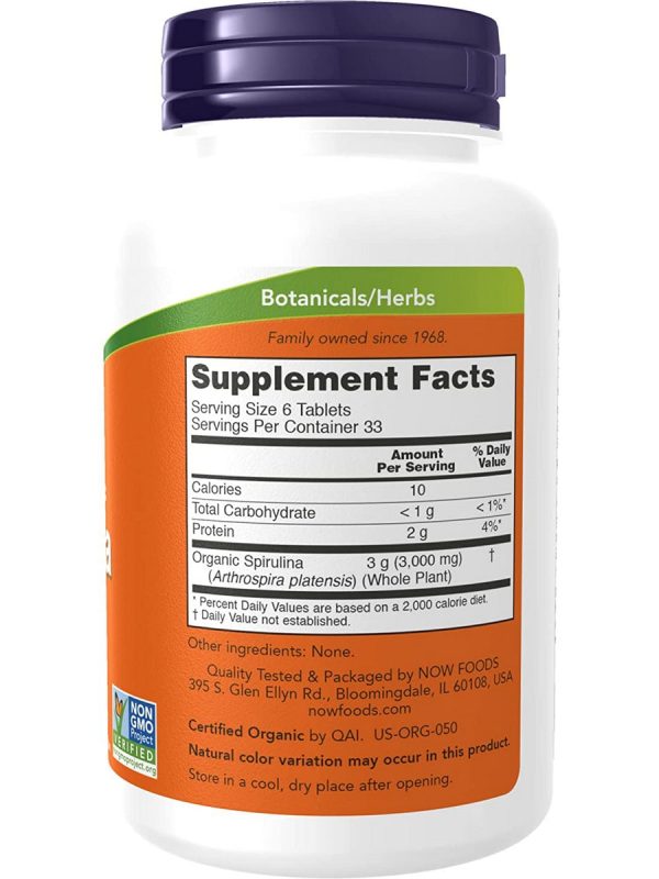 NOW Foods, Spirulina 500 mg, Organic, 200 tablets Online now