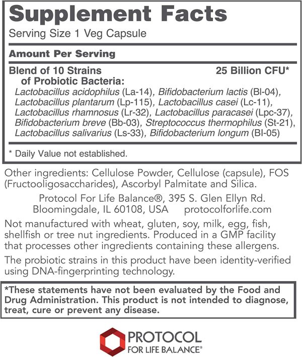 Protocol For Life Balance, ProtoDophilus, 25 Billion, 10 Strains, 50 Veg Capsules Online now