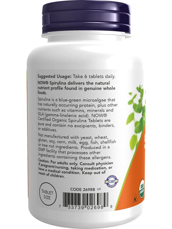 NOW Foods, Spirulina 500 mg, Organic, 200 tablets Online now